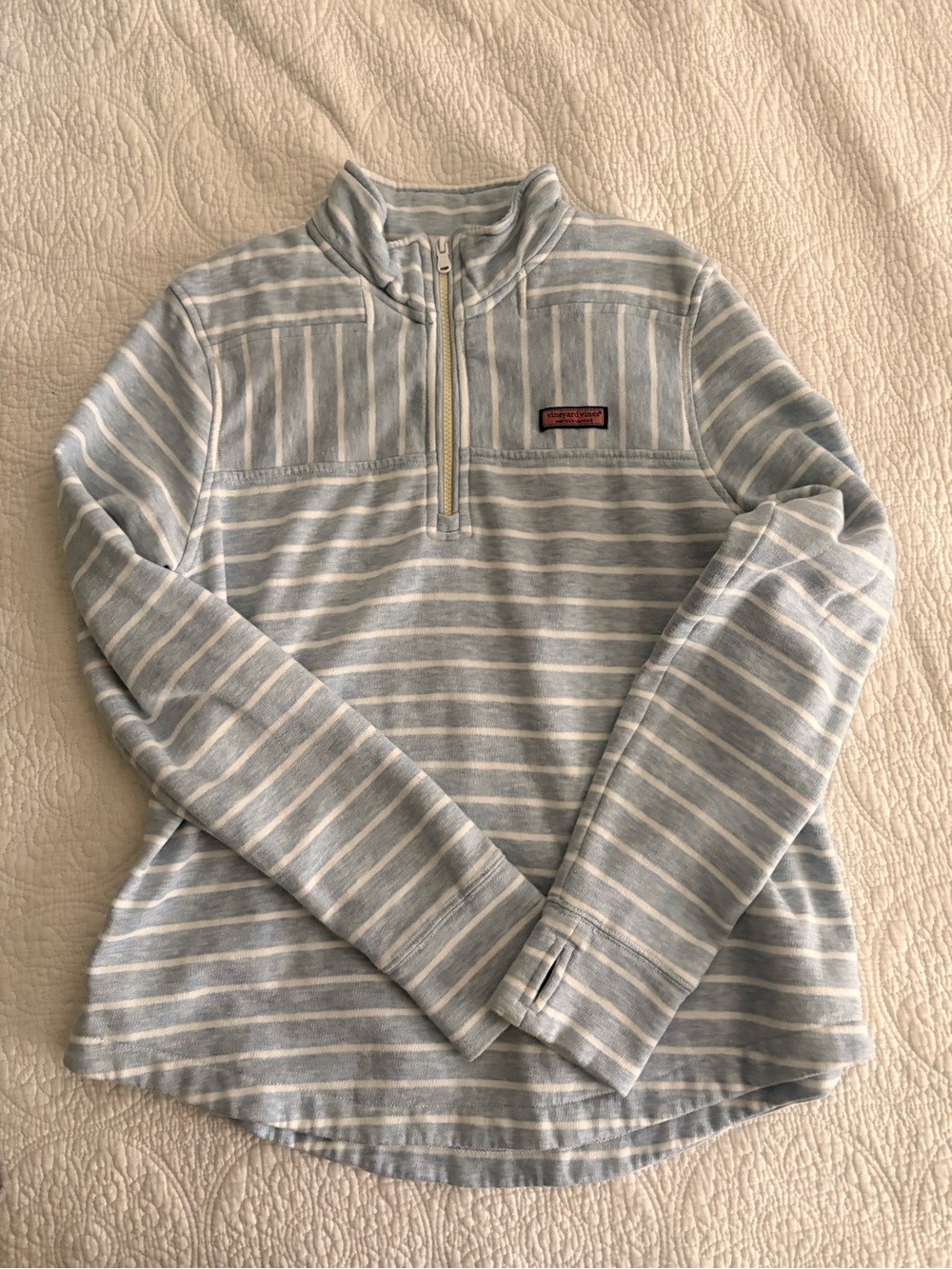 Vineyard Vines Blue and White Striped Half-Zip Pullover